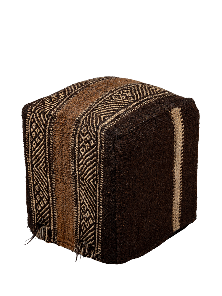 Siroua Shades | Charcoal Stripe Pouf - Salam Hello