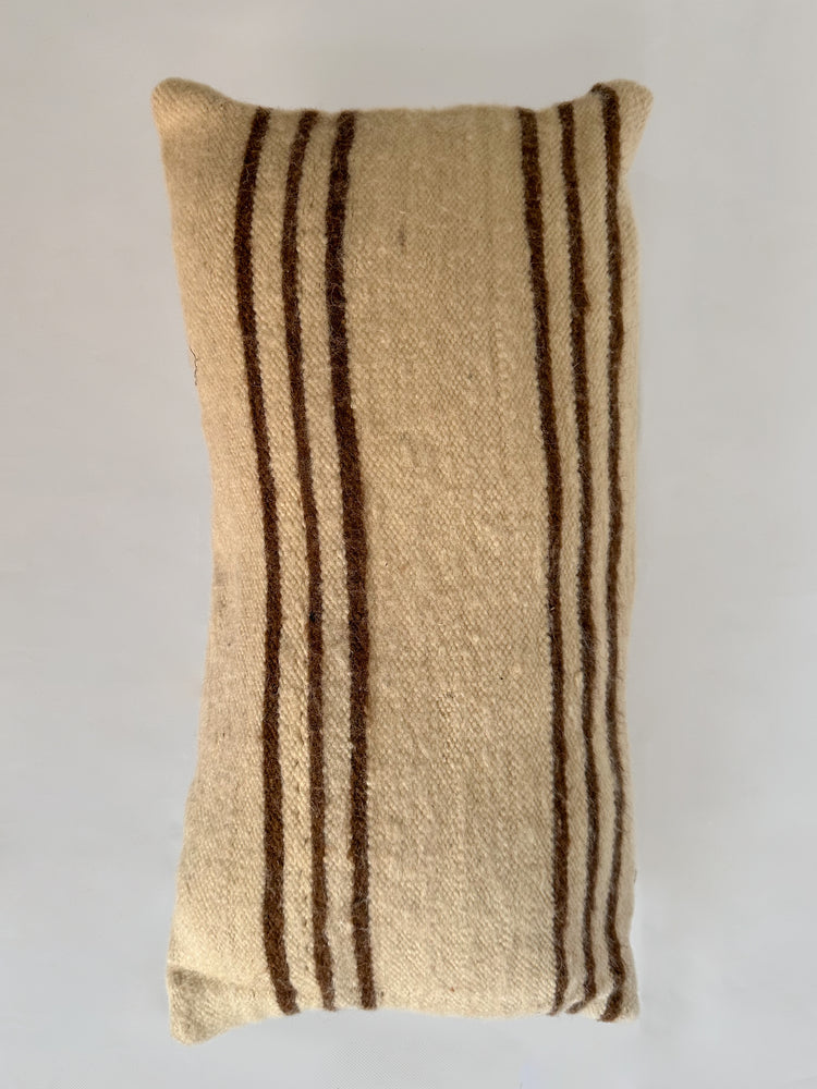 Ouaouzguiti Association's Multi-Striped Hanbel Pillow - Brown - Salam Hello