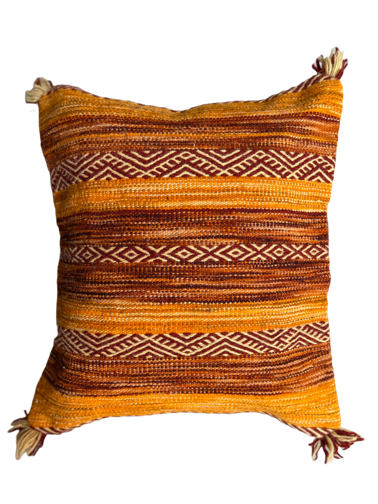 Anzal's Flatweave x Zanafi Pillow - Orange/Brown