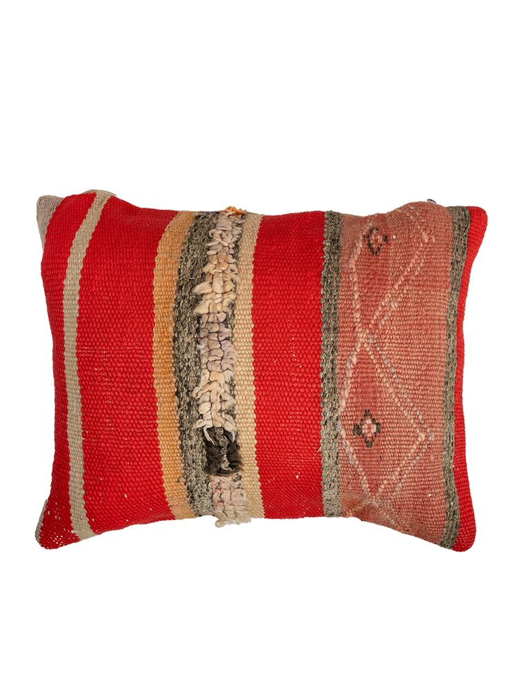 Anzal's Striped Mixed Hanbel Pillow - Vintage, Red