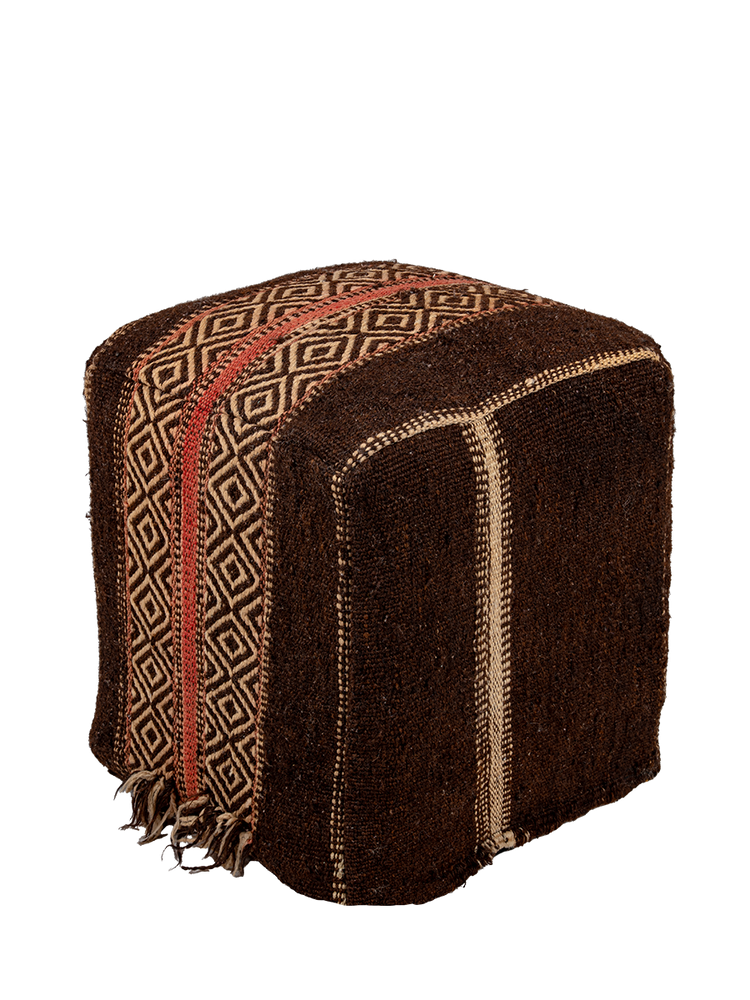 Siroua Shades | Charcoal Ochre Stripe Pouf - Salam Hello