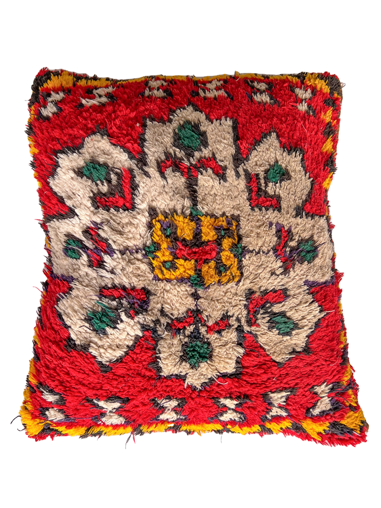 Kalaat M'Gouna's Vintage Pillow - Eight-Pointed Star, Red