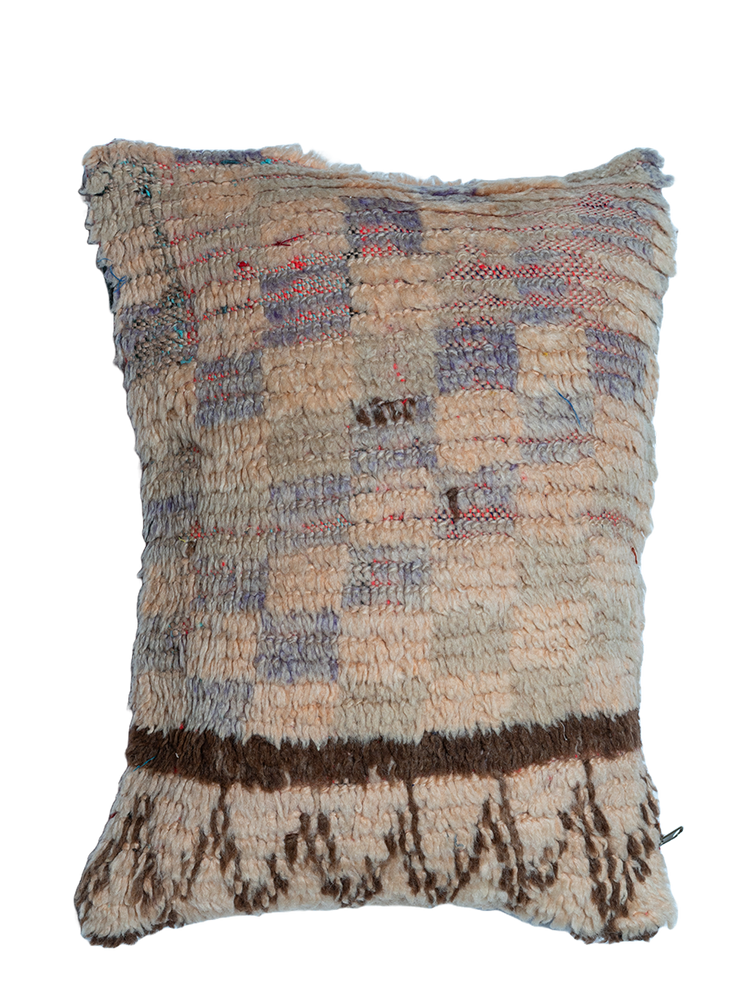 Le Vieux Village's Boucherouite Pillow - Faded Grid Striped