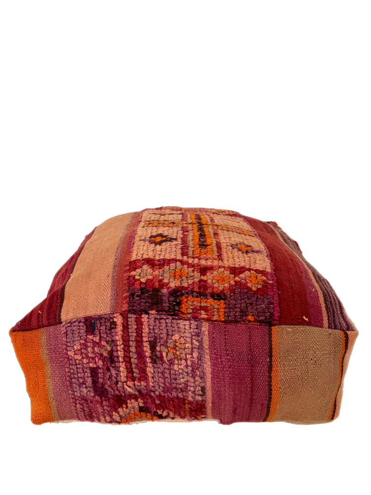 Vintage Chichaoua Pouf - Mauve/Orange - Salam Hello