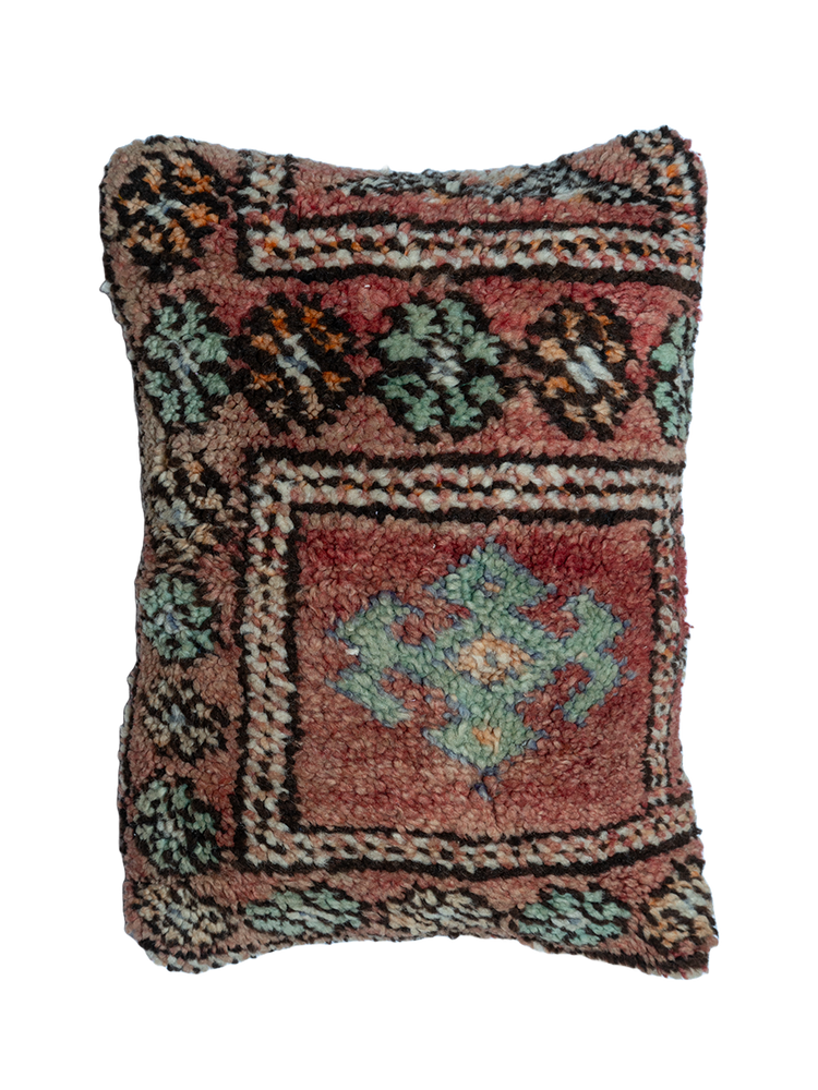 Vintage Beni M'Guild Pillow - Terracotta and Sage - Salam Hello