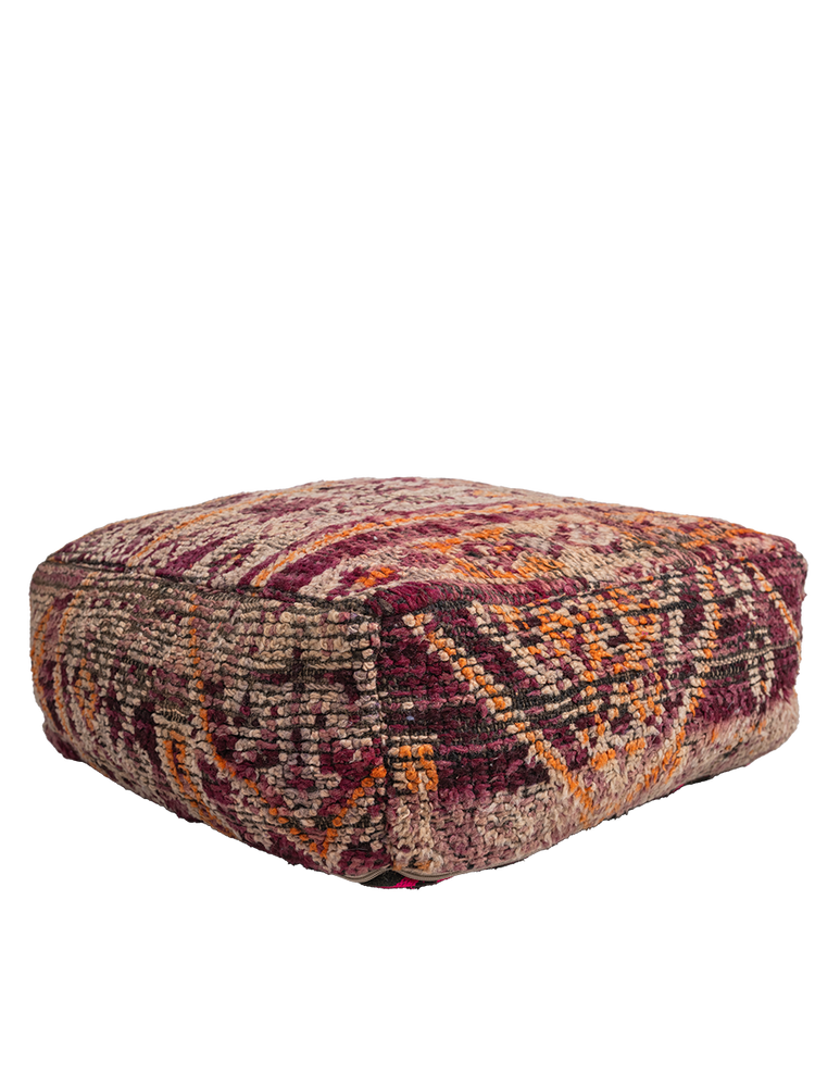 Vintage Beni M'Guild Pouf - Purple, Orange Accents - Salam Hello