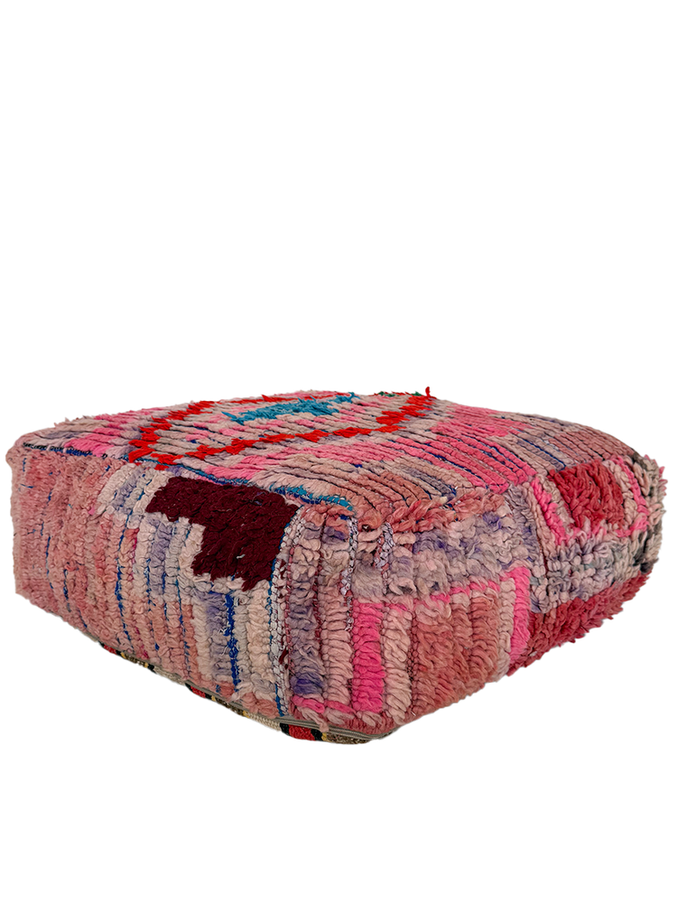 Vintage Boucherouite Pouf - Layered Mauve - Salam Hello