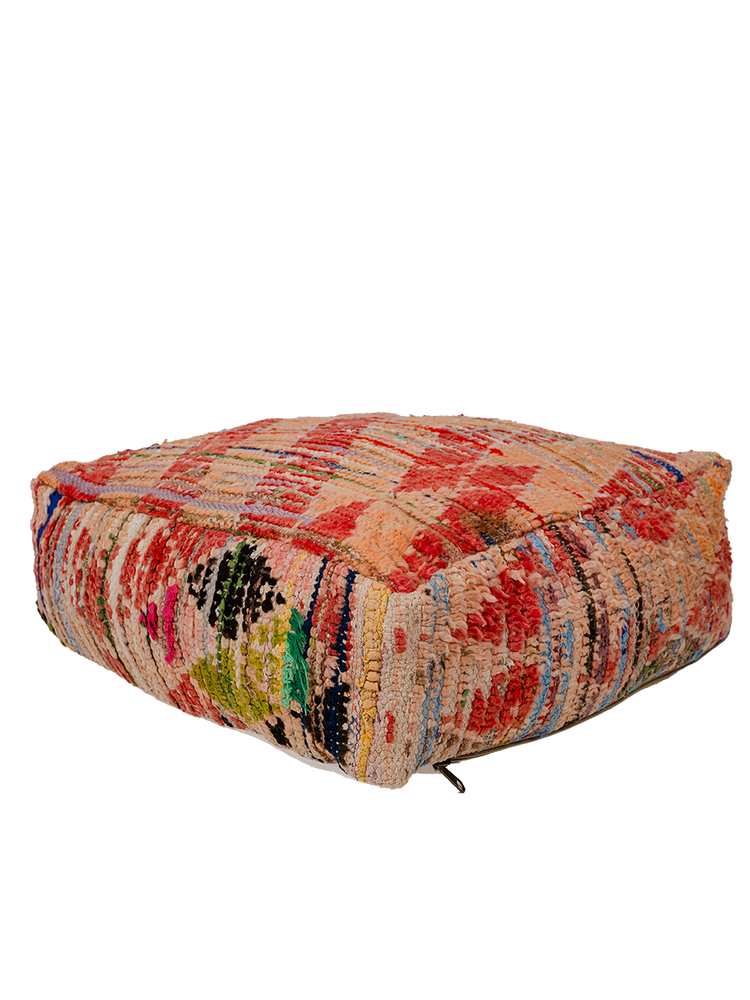 Vintage Boucherouite Pouf - Striped Diamond