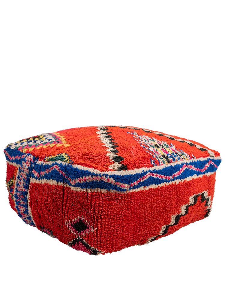Vintage Boujad Pouf - Vibrant Symbols - Salam Hello