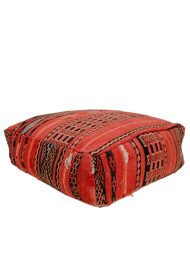 Vintage Kilim Pouf - Symbolic Crimson
