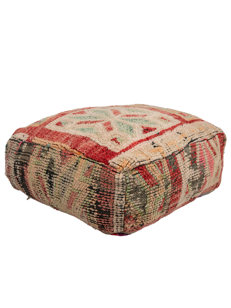 Vintage Talsint Pouf - Coral Mint Mosaic - Salam Hello