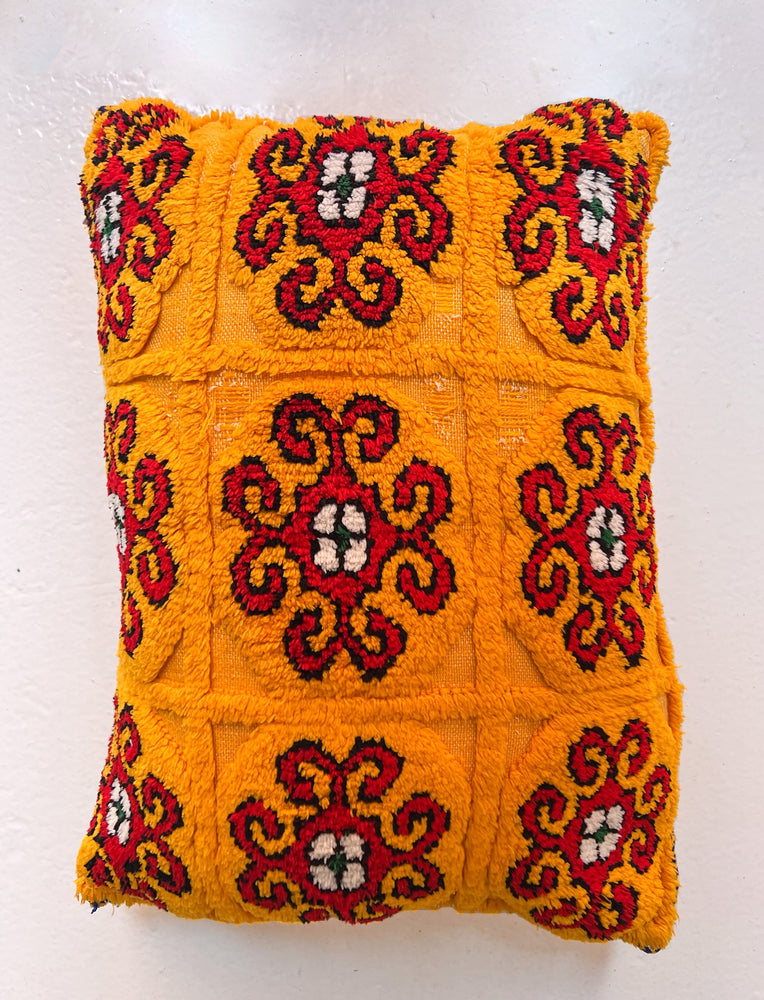 Kalaat M'Gouna's Vintage Pillow - Spider, Yellow - Salam Hello