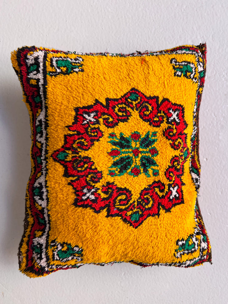 Kalaat M'Gouna's Vintage Pillow - Flower, Yellow - Salam Hello