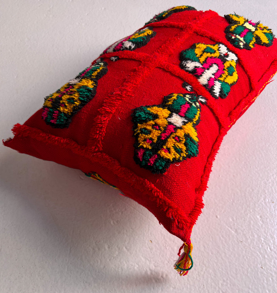 Kalaat M'Gouna's Vintage Pillow - Multi Square, Red - Salam Hello